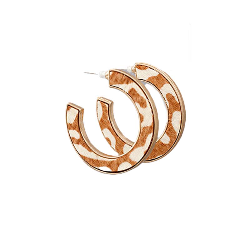 Cow Print Open Hoop Earrings