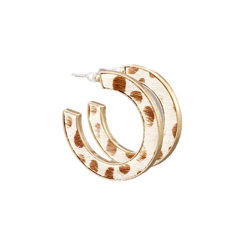 Cow Print Open Hoop Earrings