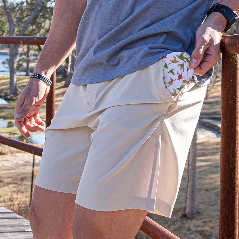 man wearing burlebo everyday shorts