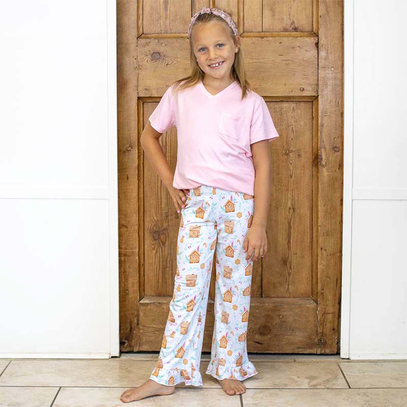 Girl&#39;s Gingerbread Ruffle Sleep Pants