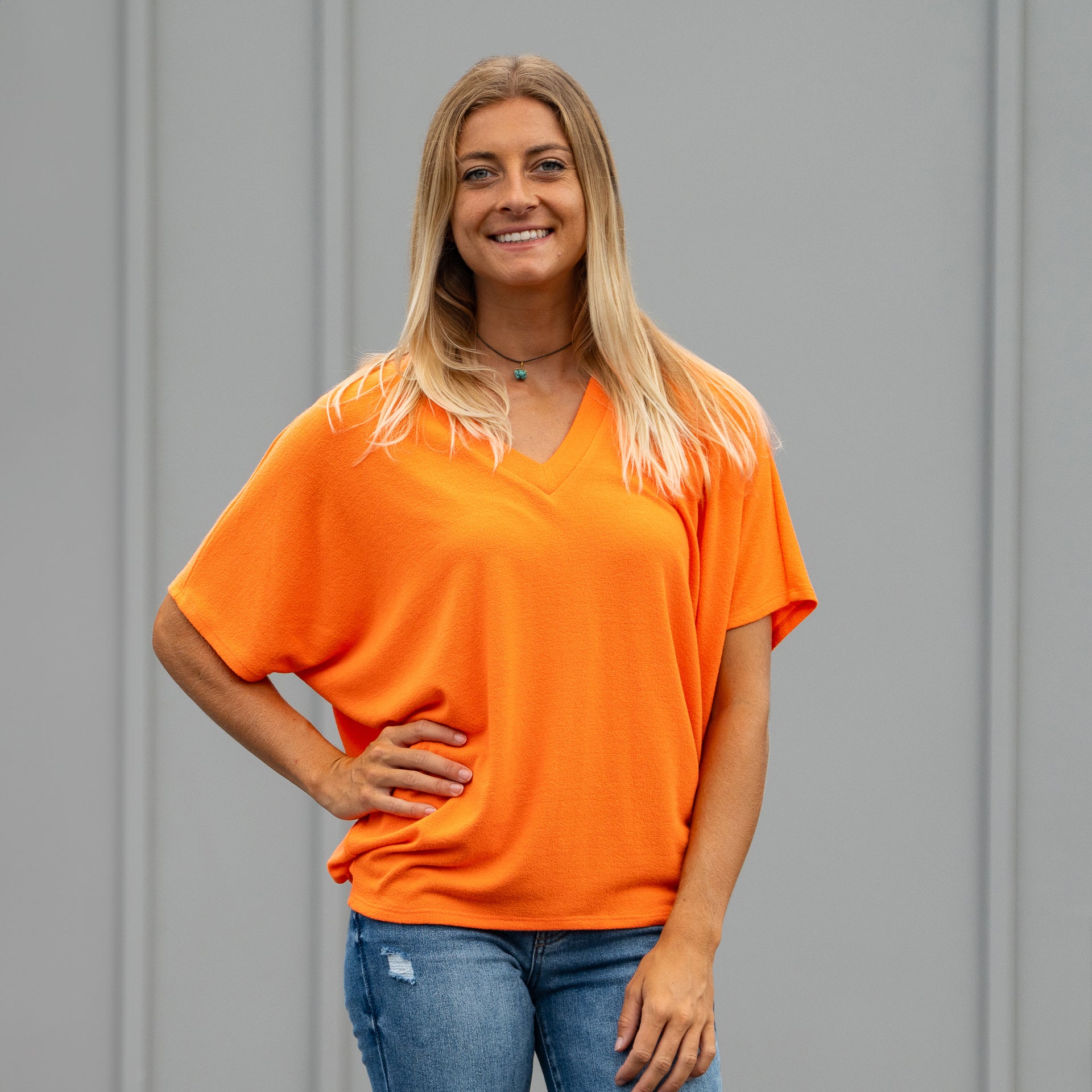 Short Sleeve Gameday Cocoon Top in Orange