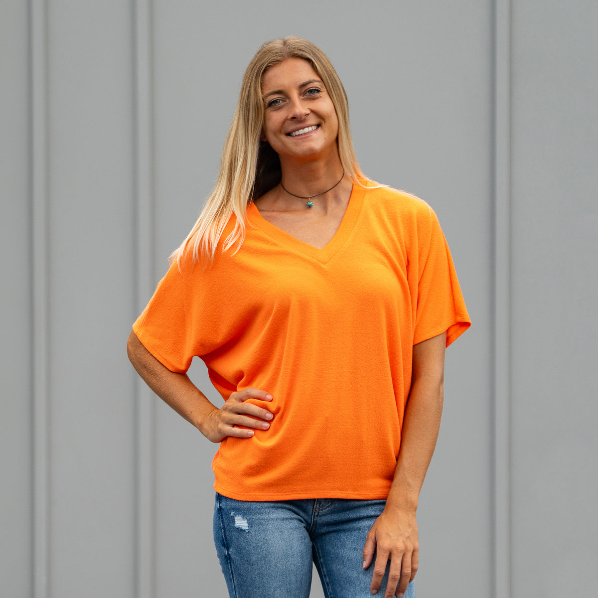 Short Sleeve Gameday Cocoon Top in Orange