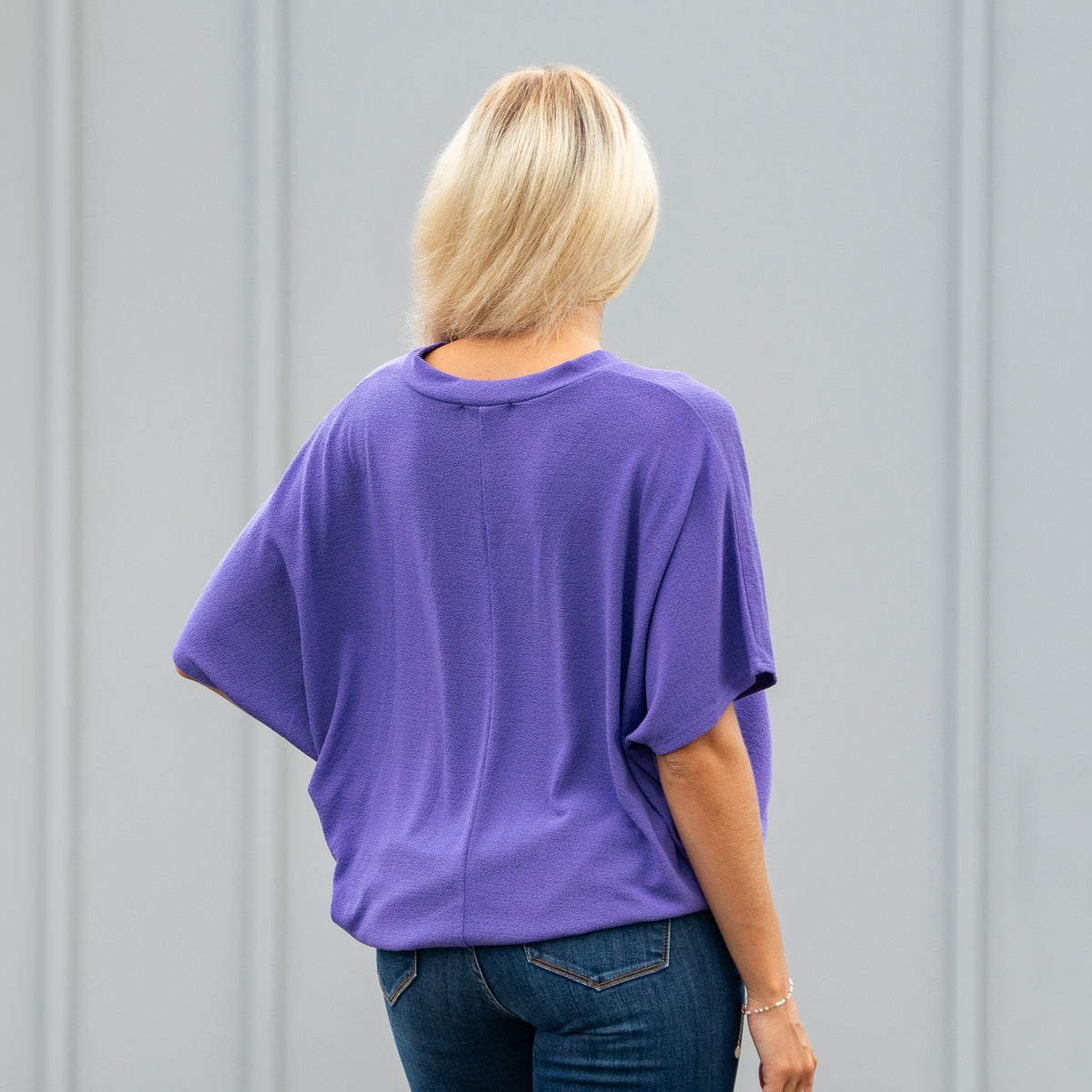 Short Sleeve Gameday Cocoon Top in Purple