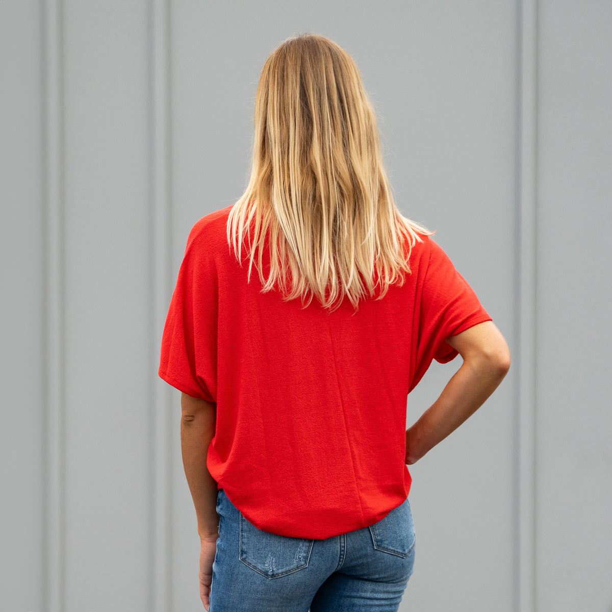 Short Sleeve Gameday Cocoon Top in Red