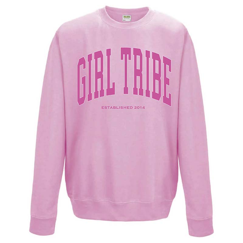 Girl Tribe Arch Crewneck Sweatshirt in Light Pink