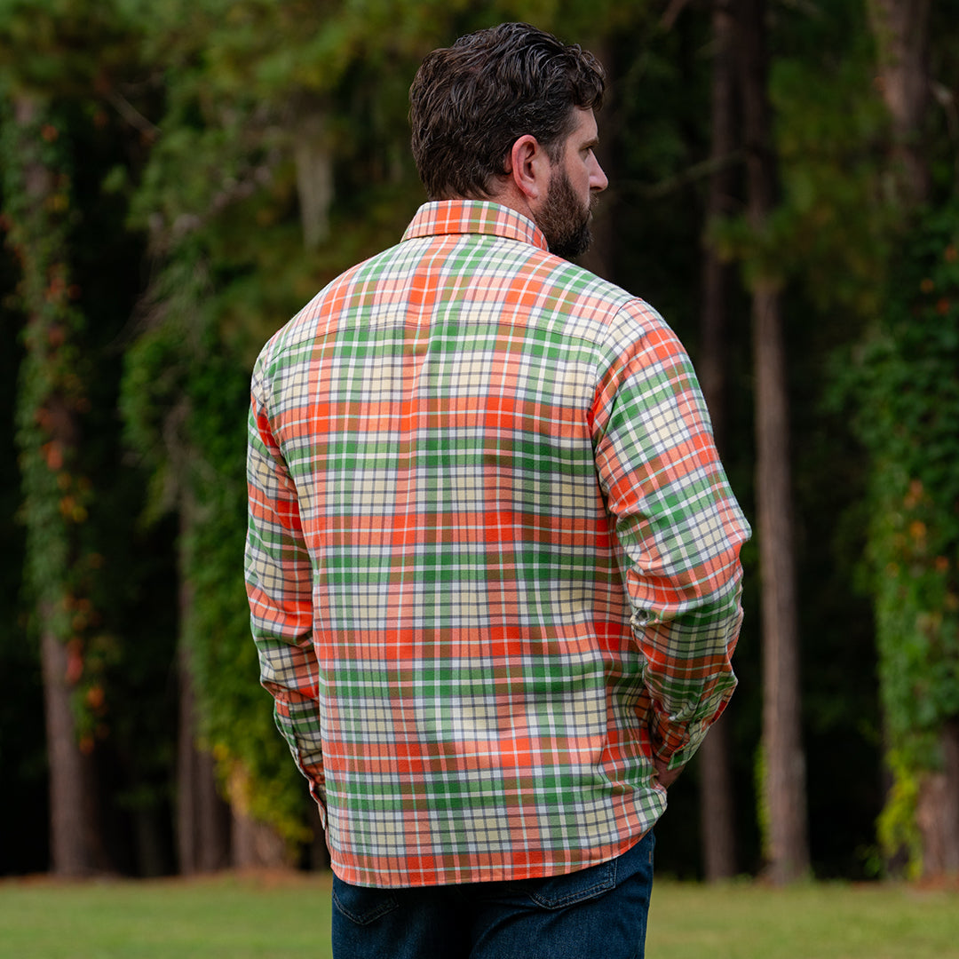 Harbor Flannel in Orange/Green