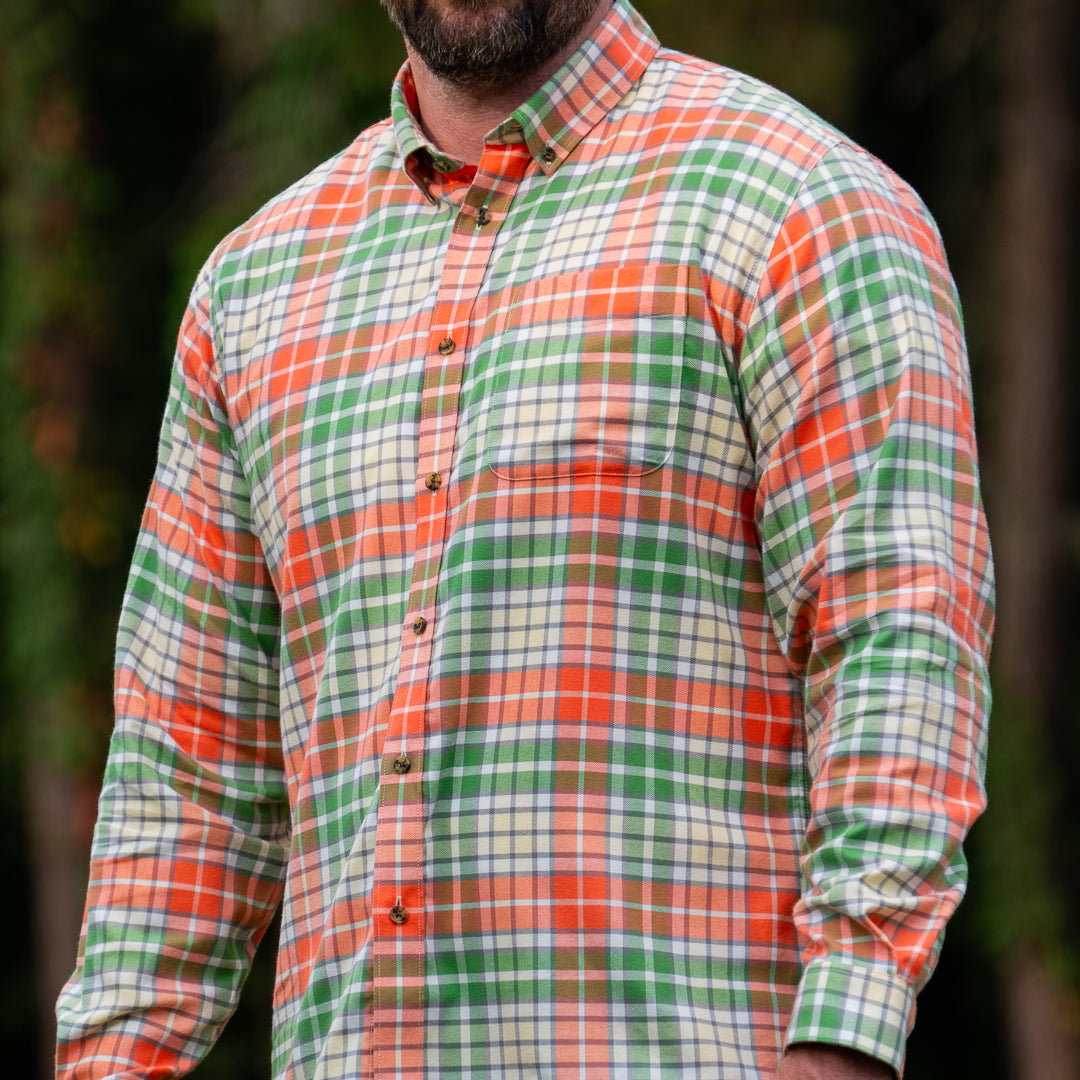 Harbor Flannel in Orange/Green