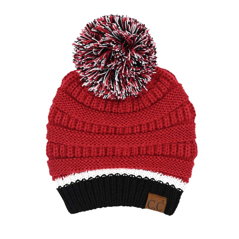 Team Color Pom Beanie in Black/Red