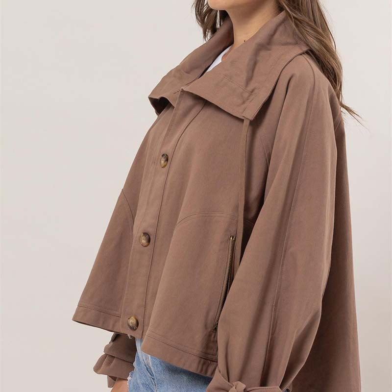 Crop Trench Jacket in Mocha