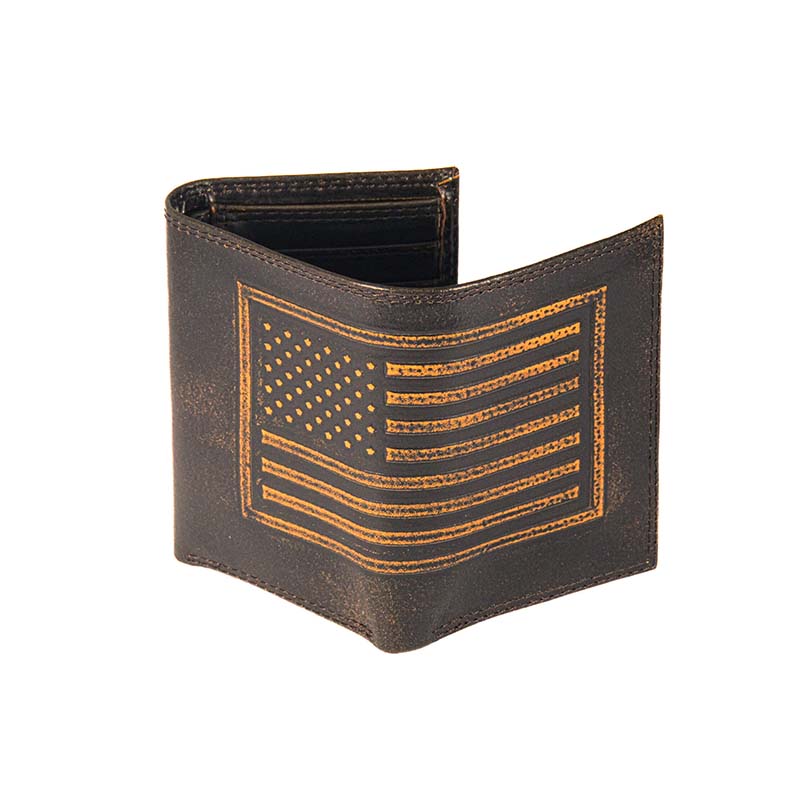 USA Flag Burnished Trifold Wallet