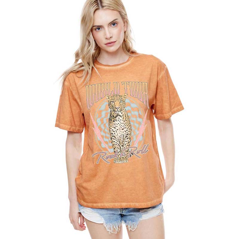 Zutter Orange World Tour Cheetah Retro Short Sleeve T-Shirt