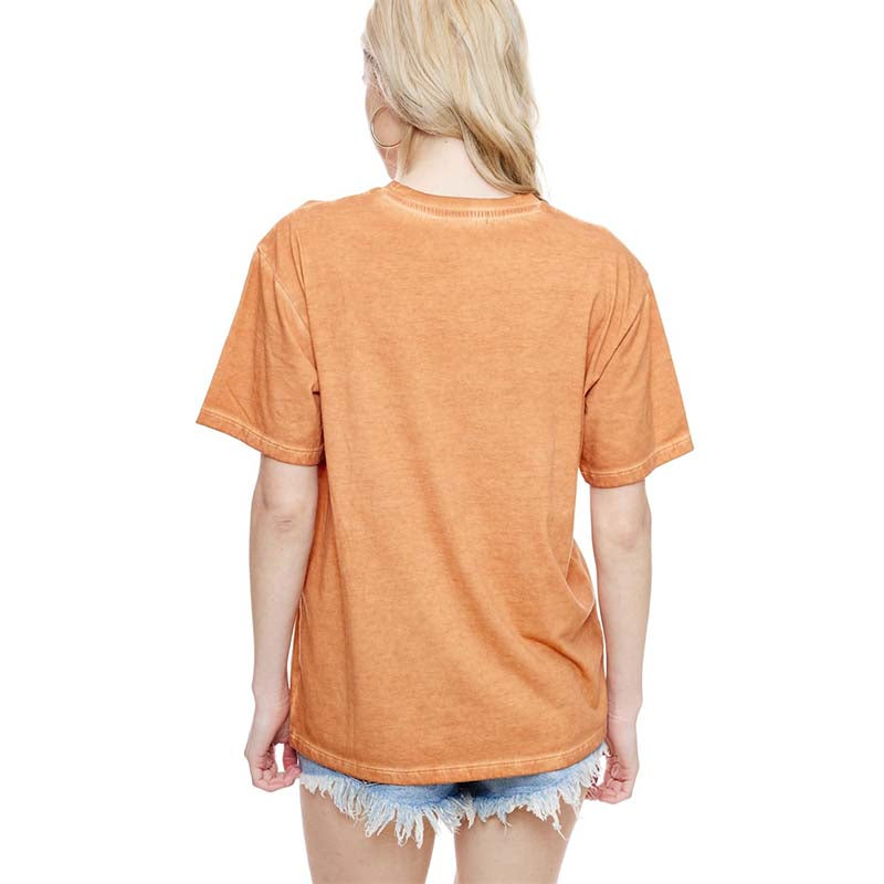 Back view of Zutter Orange World Tour Cheetah Retro Short Sleeve T-Shirt