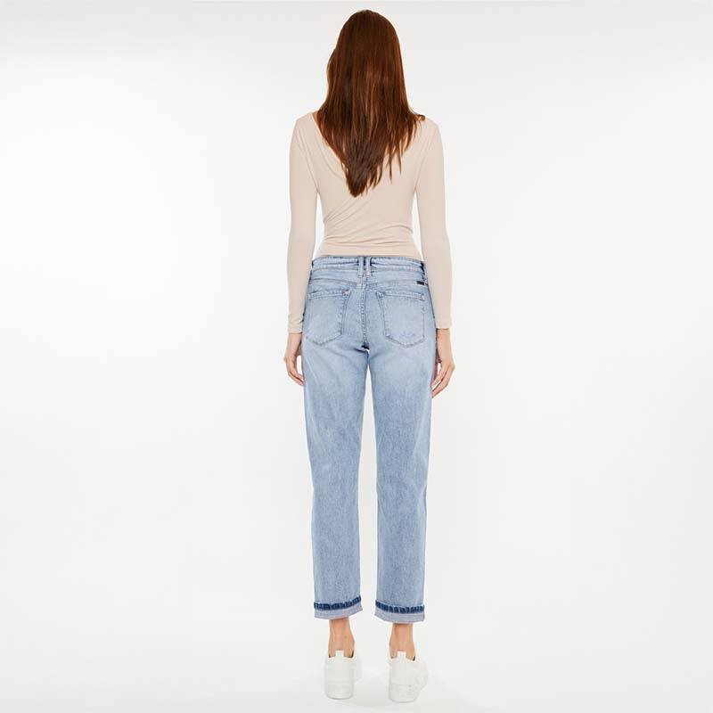 Mid Rise Boyfriend Cuff Jeans