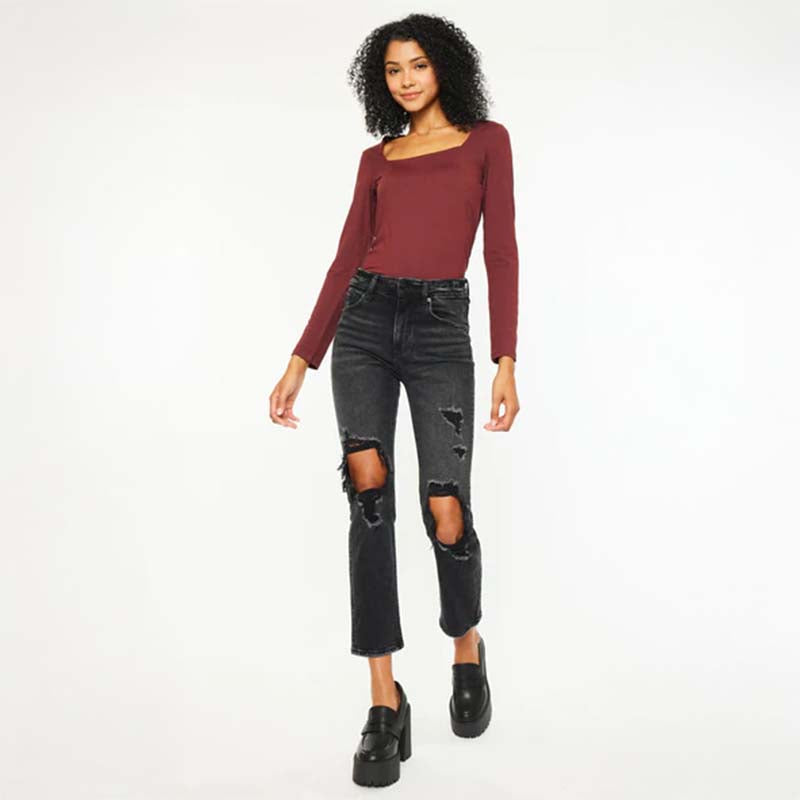 The Distressed Knee Straight Jeans