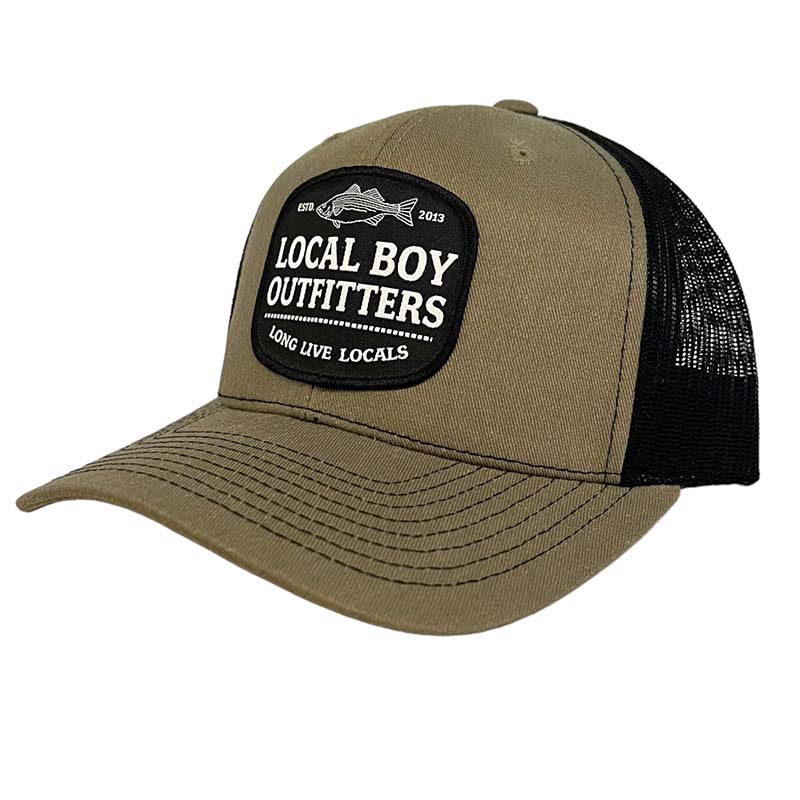 local boy outfitters green tackle trucker hat