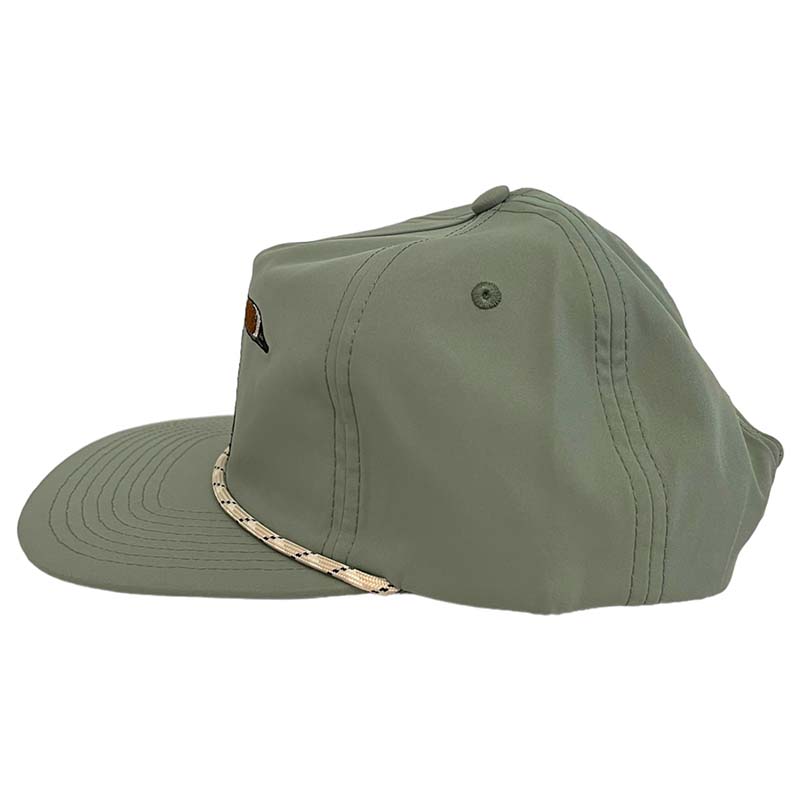 side view of local boy outfitters green rope snapback