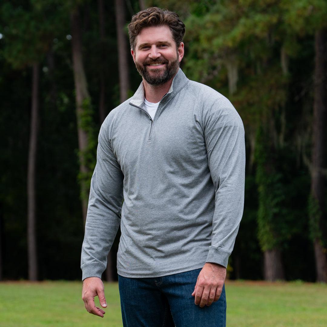 Mariner Quarter Zip Pullover in Grey