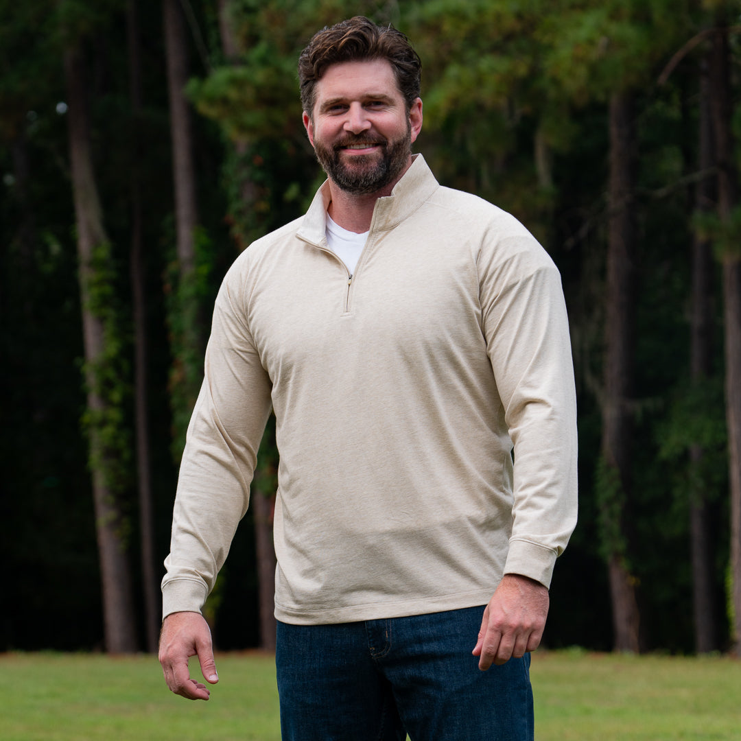 Mariner Quarter Zip Pullover in Taupe