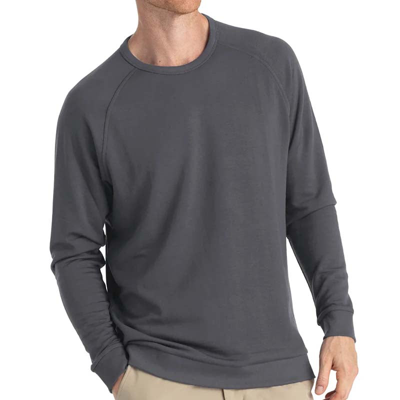 Bamboo Lightweight Fleece Crewneck Sweatshirt in Black Sand