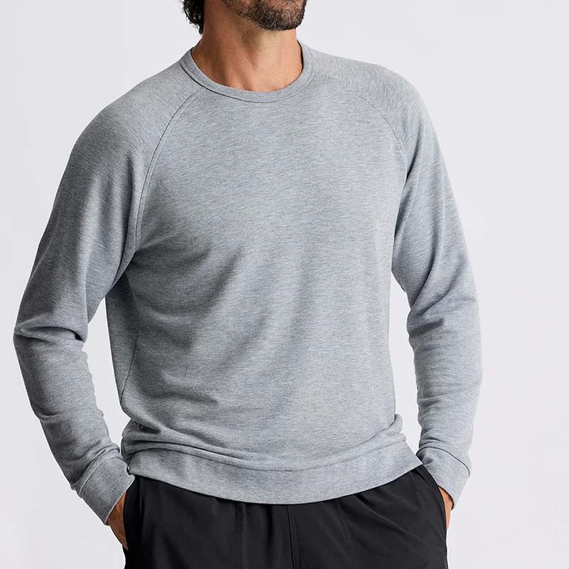 Bamboo Lightweight Fleece Crewneck Sweatshirt in Heather Grey