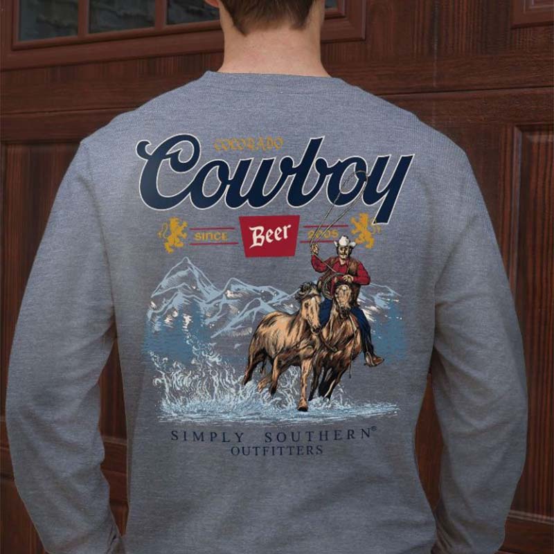 Cowboys &amp; Beer Mountain Long Sleeve T-Shirt