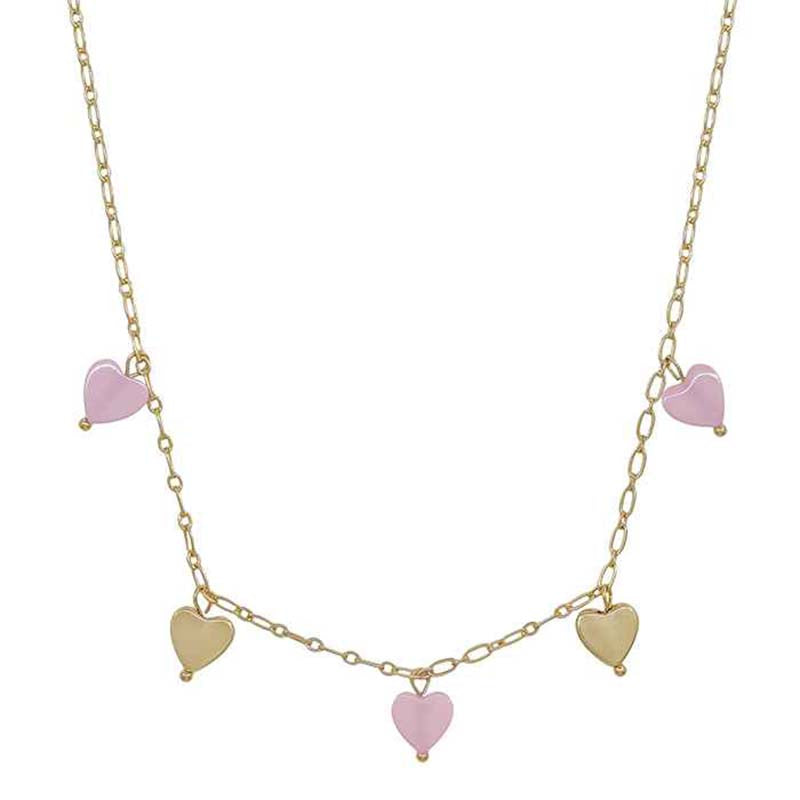 Pink and Gold Heart Necklace