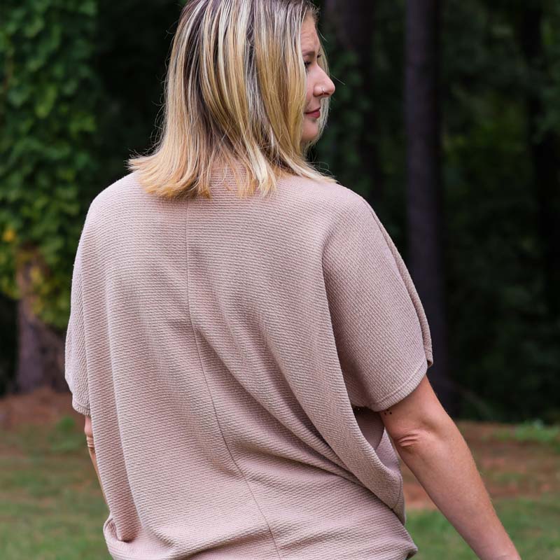 Textured Cocoon Top in Taupe