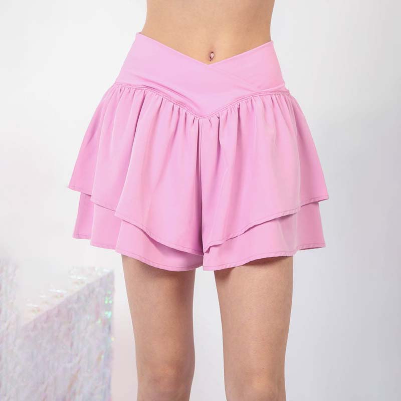 Double Layer Ruffle Active Shorts