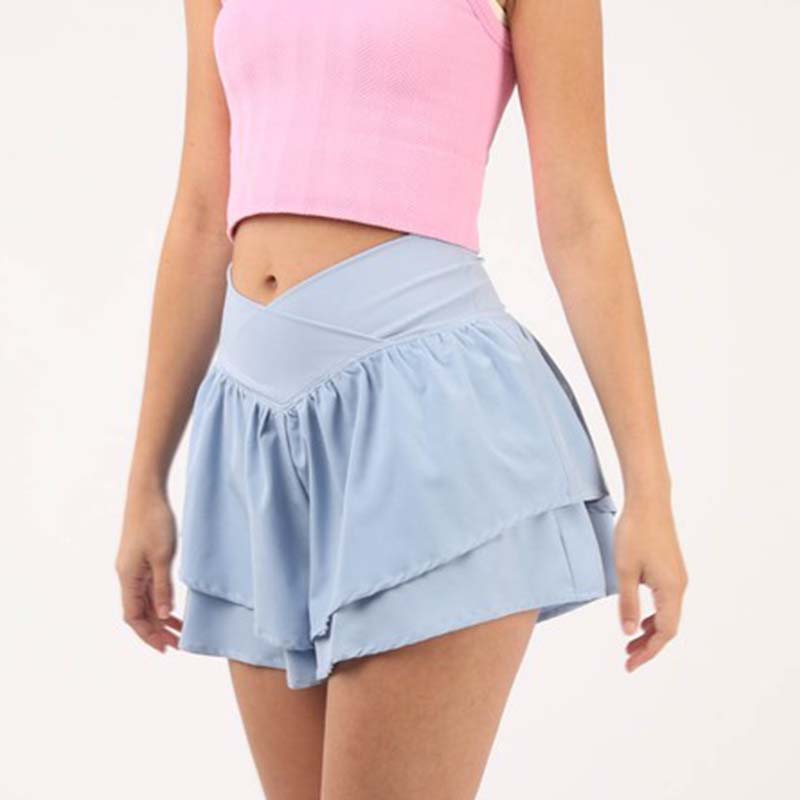 Double Layer Ruffle Active Shorts