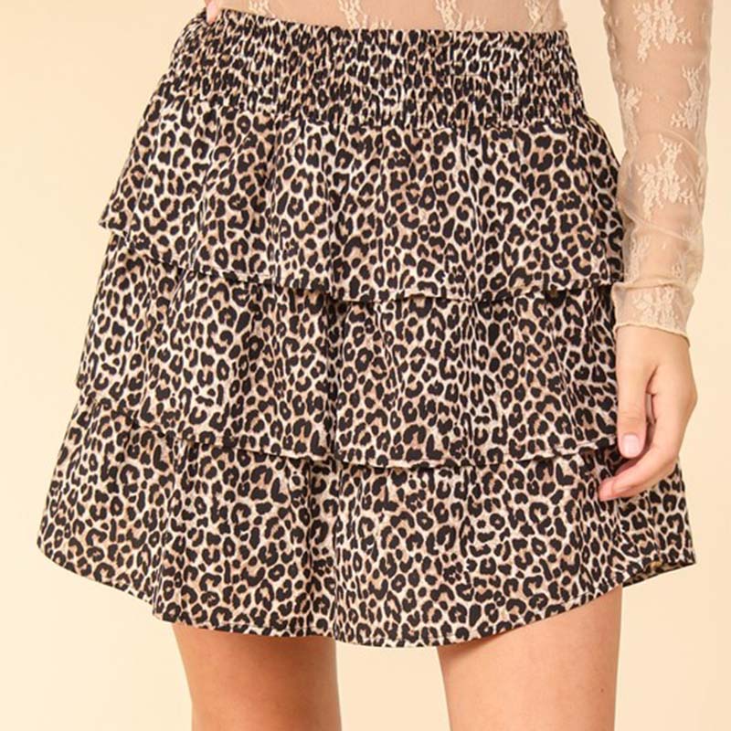 Smocked Tier Leopard Skirt