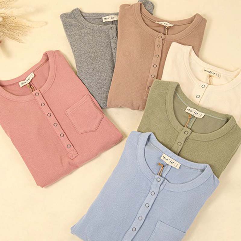 Jersey Lightweight One Pocket Henley Top all colors