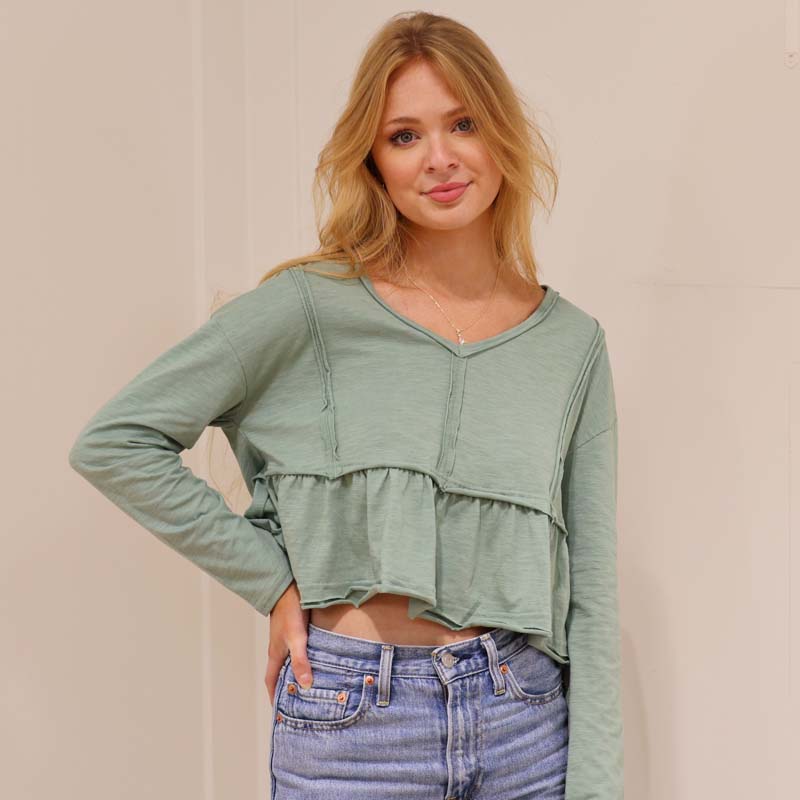 Babydoll Long Sleeve Crop Top