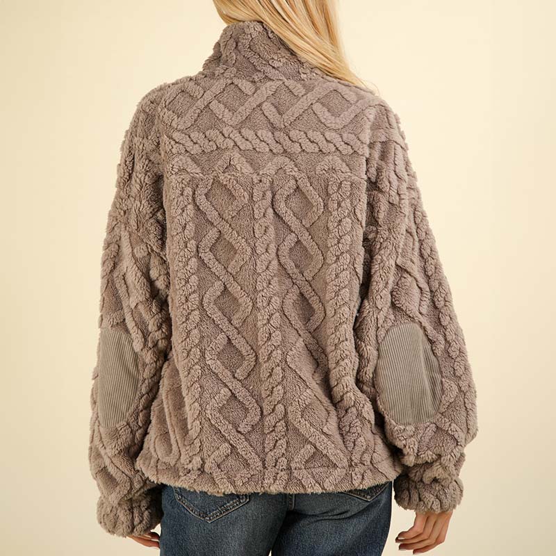 Cable Fuzz Quarter Zip Pullover