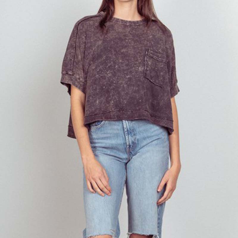 Oversized Boxy Pocket Cropped Shirt