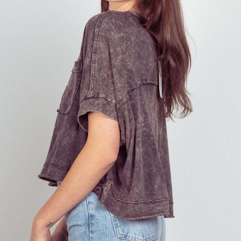 Oversized Boxy Pocket Cropped Shirt