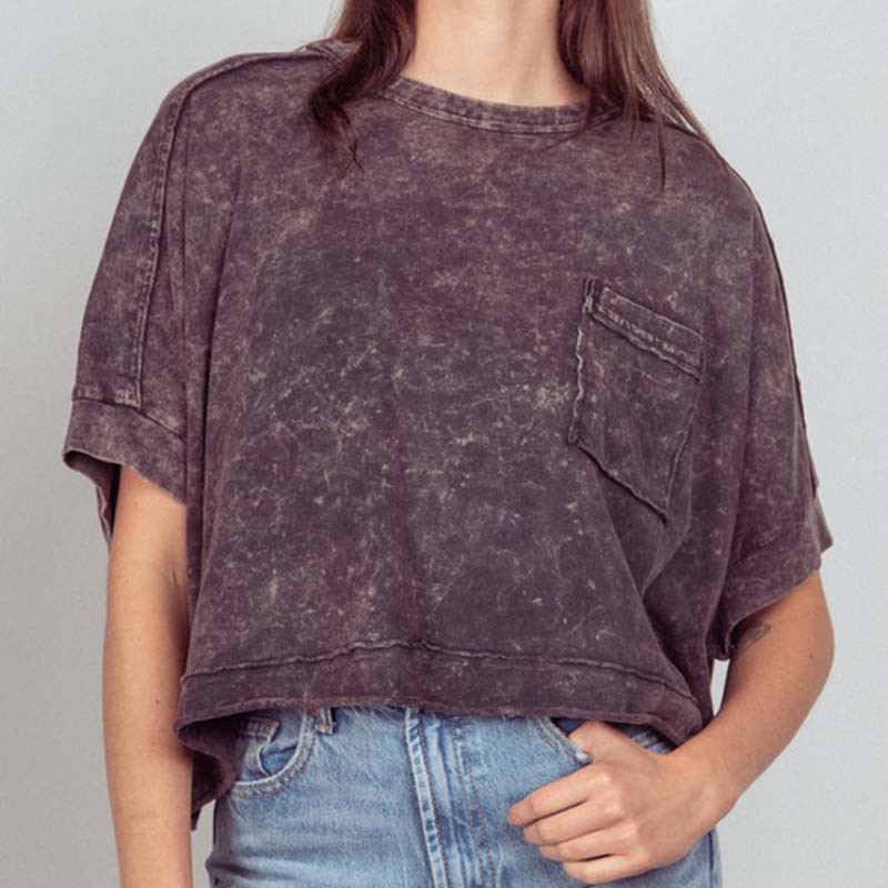 Oversized Boxy Pocket Cropped Shirt