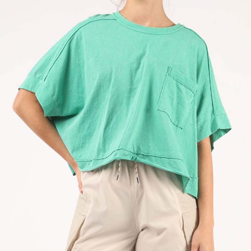 Oversized Boxy Pocket Cropped Shirt