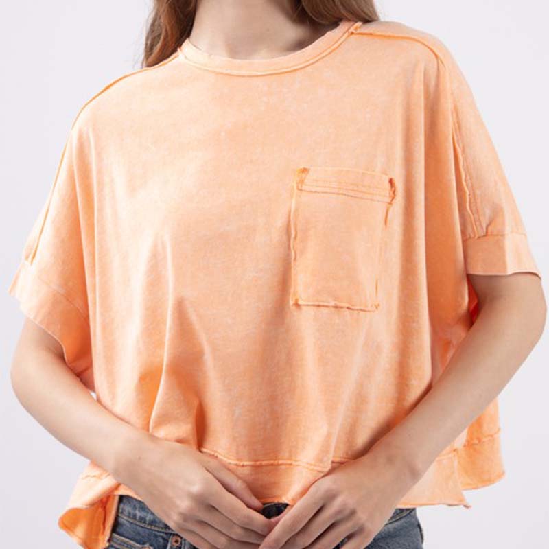 Oversized Boxy Pocket Cropped Shirt