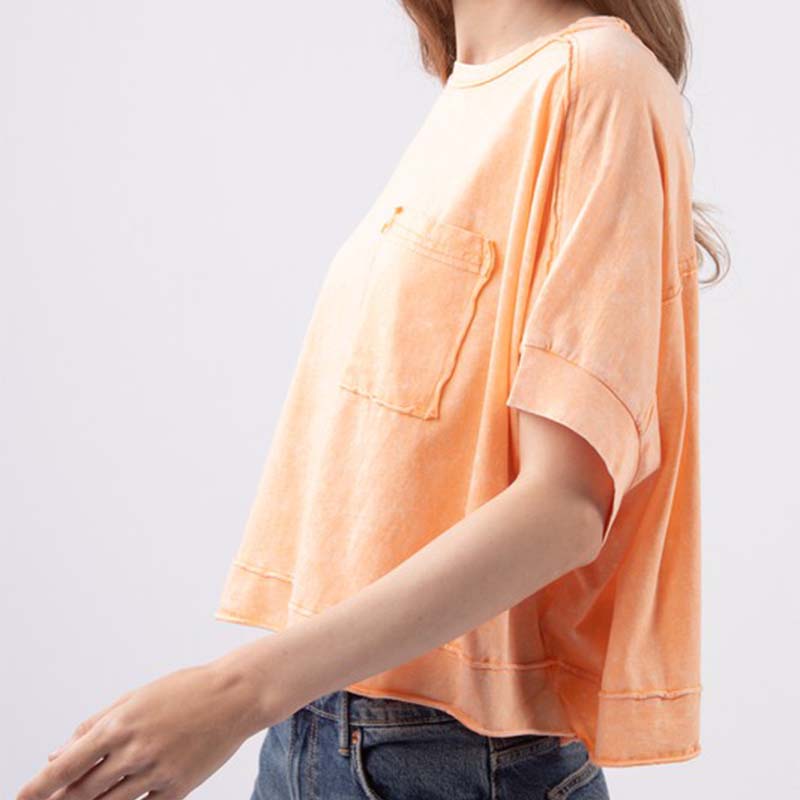 Oversized Boxy Pocket Cropped Shirt