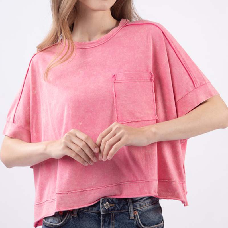 Oversized Boxy Pocket Cropped Shirt