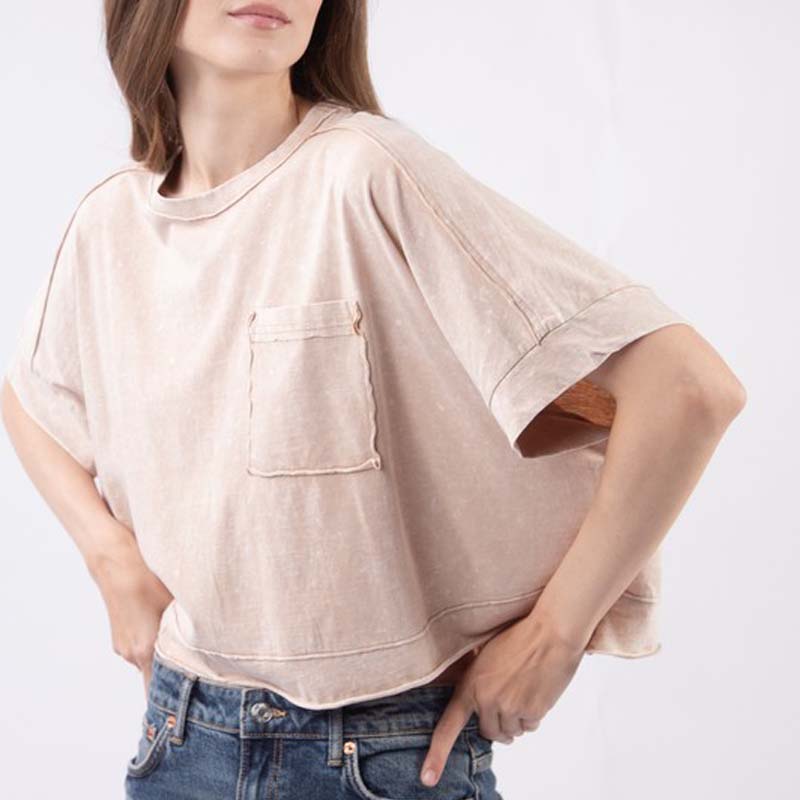 Oversized Boxy Pocket Cropped Shirt