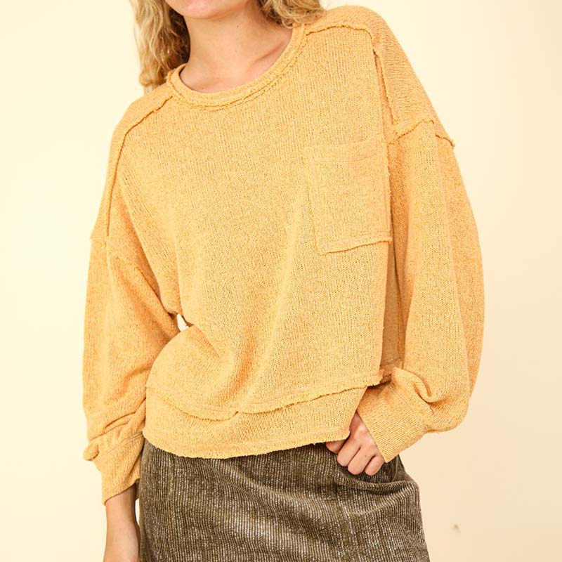 Exposed Seam Pocket Sweater