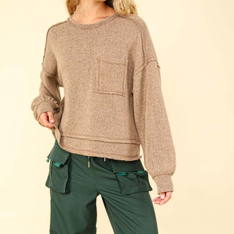 Exposed Seam Pocket Sweater