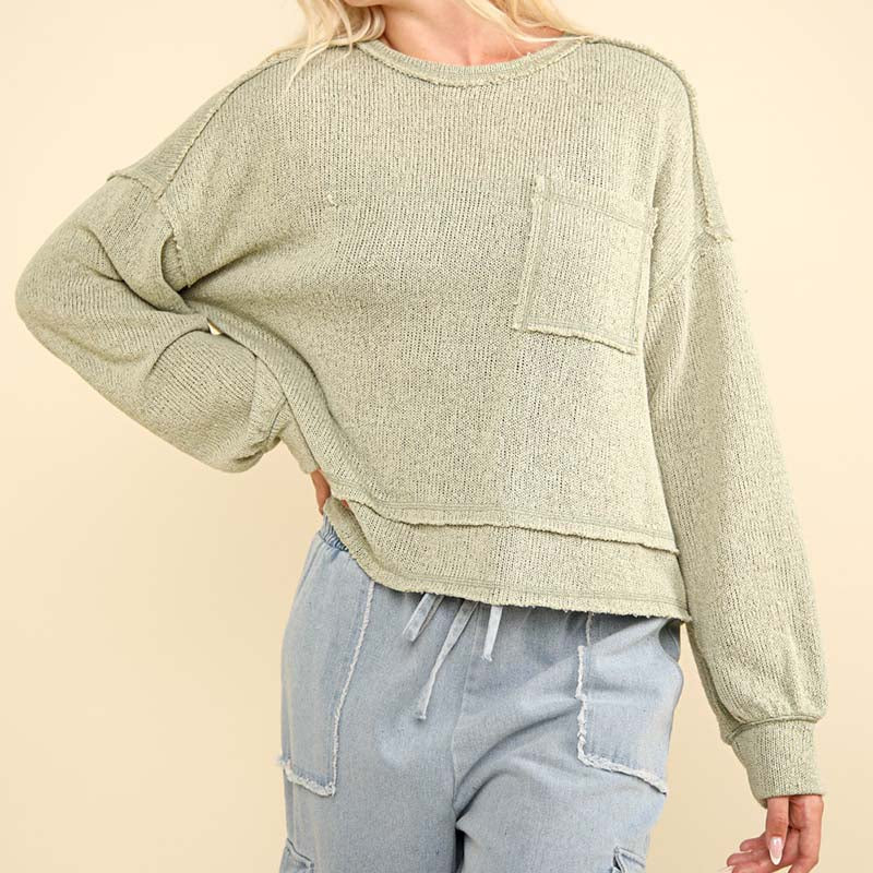 Exposed Seam Pocket Sweater