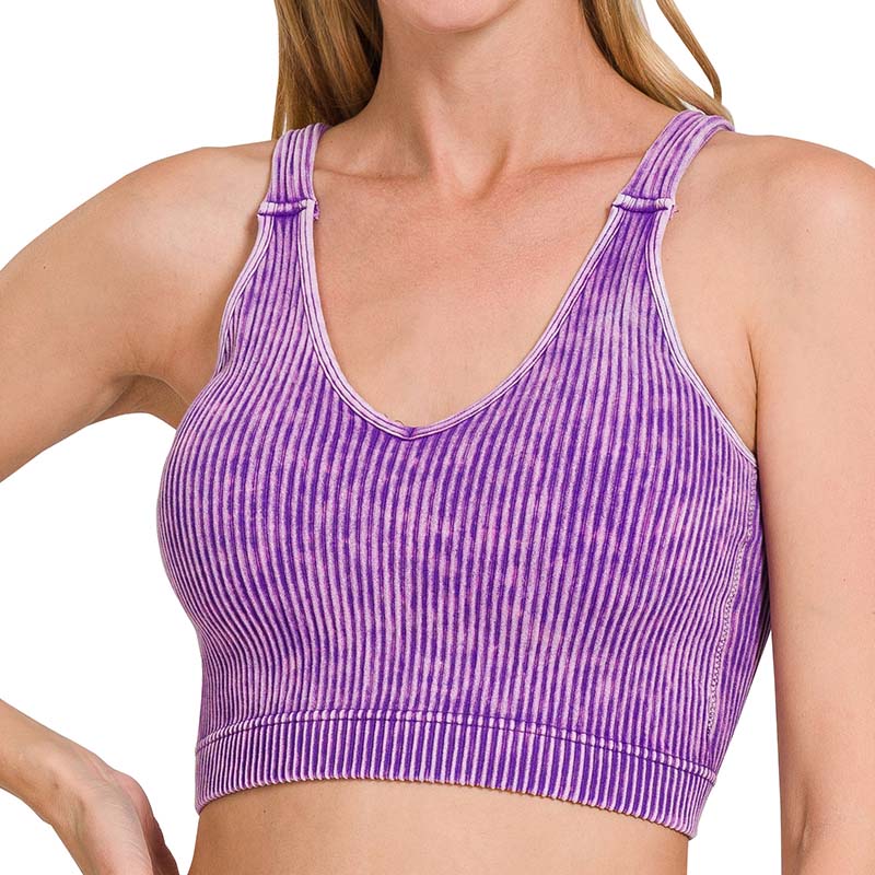 Washed Ribbed Padded Cropped Tank