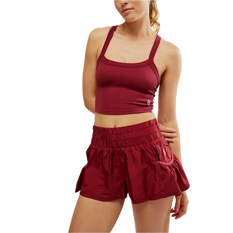 get your flirt on shorts in sour cherry red