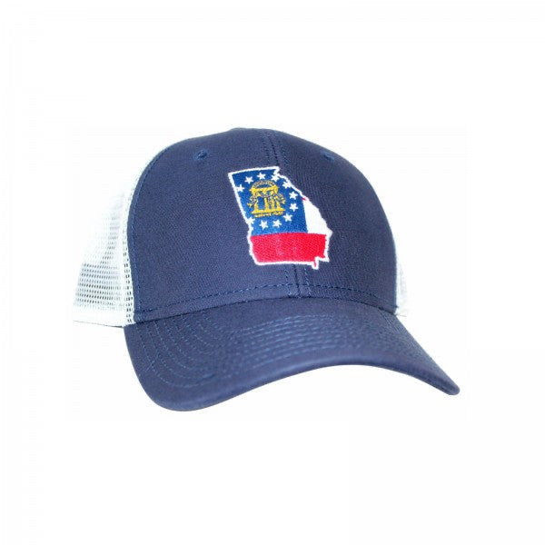 Georgia Mesh Back Trucker in Navy & White