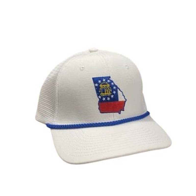 Georgia Flag Mesh Back Trucker in White