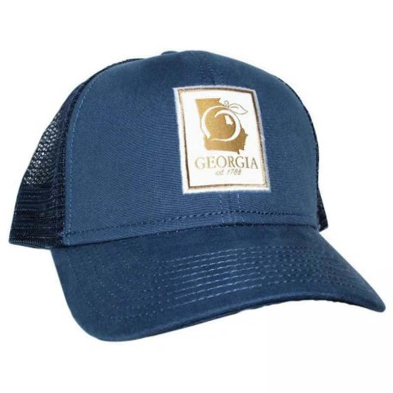 Georgia Flag Mesh Back Rope Trucker in Navy