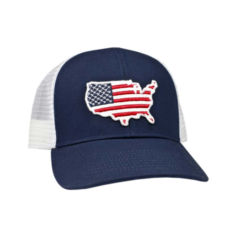 Navy Flag Mesh Back Trucker in Navy